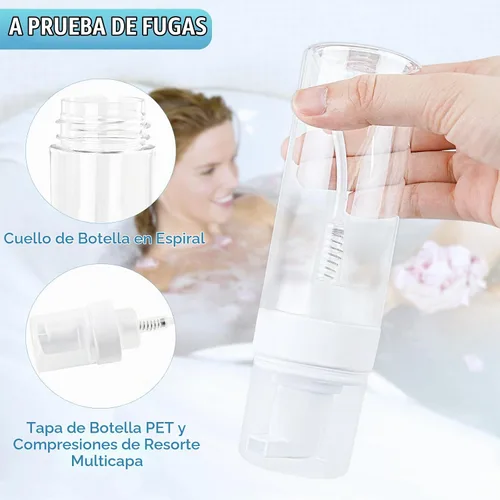 Vista 5 de TMLECE - Botellas dispensadoras de jabón espumoso de tamaño viaje de 5.1 Transparente