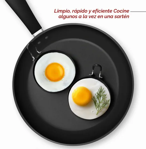 Vista 6 de Anillos de acero inoxidable para cocinar huevos, molde para freír panqueques, huevos y tortillas, 4