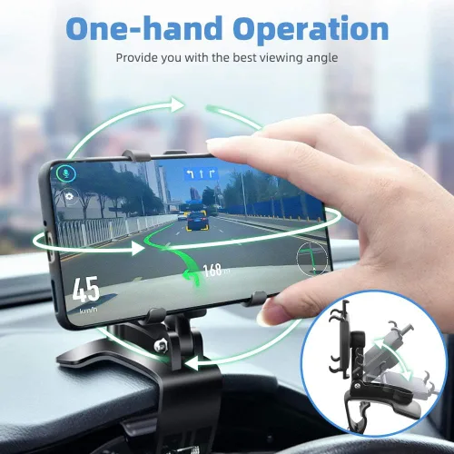 Vista 5 de FONKEN Soporte de teléfono para automóvil, rotación de 360 grados, soporte de clip para salpicadero, compatible con iPhone 11/12 Pro Max XS Max XR 8