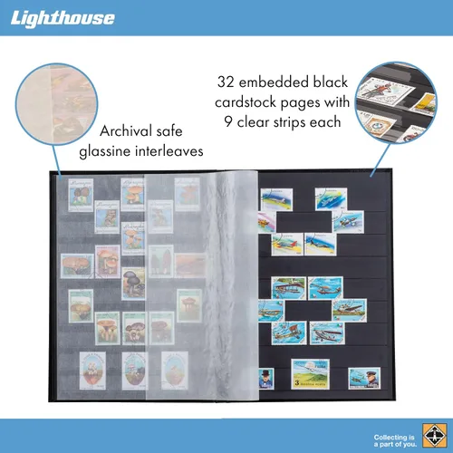 Vista 3 de Leuchtturm - Álbum de sellos A5, 32 páginas negras sin relleno