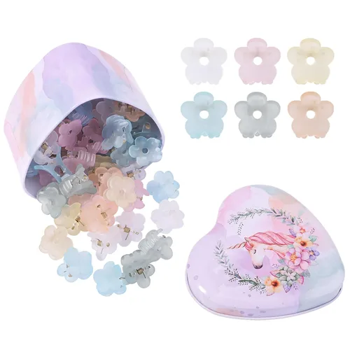 Vista 11 de 128 PCS Pinzas Mini para Cabello de Niñas Bebés Clips Tipo Garra Accesorios para Cabello con Flores Barrettes para Niñas de Escuela Niños 128