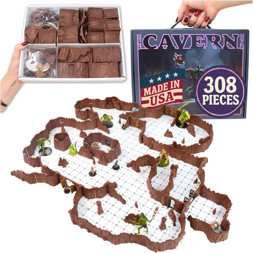 Vista 10 de Dirt Cheap Dungeons Goblin Cavern - Juego de 143 piezas de cueva modular y túnel - 5.5 pies de paredes lineales para cuadrícula de 1 pulgada TTRPG