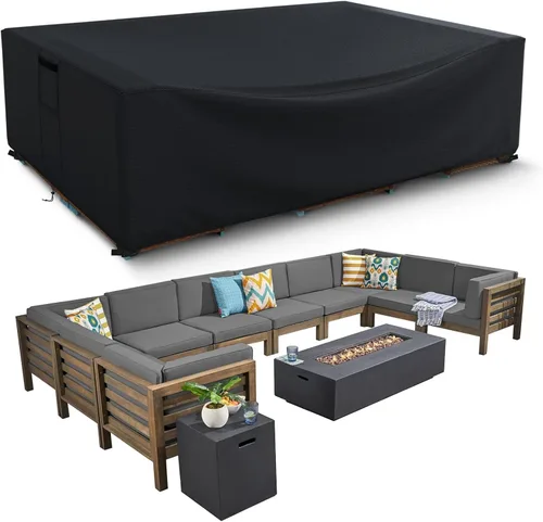 Vista 10 de Fundas para muebles de patio impermeables, resistentes 600D, fundas para muebles de exterior para sofá seccional exterior, resistente al desgarro