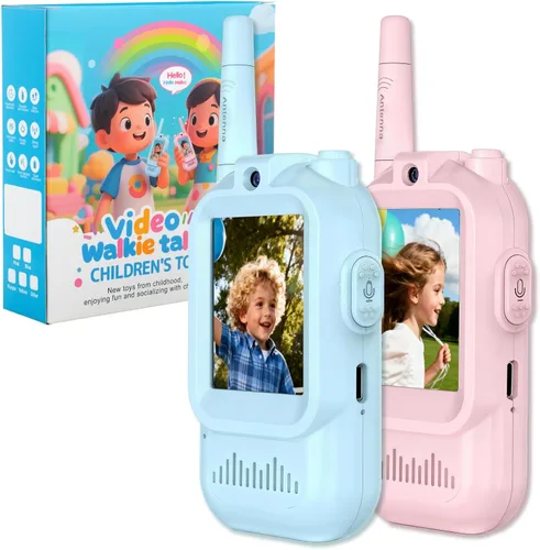 Vista 15 de Walkie Talkies de video con pantalla en tiempo real y cambiador de voz, radios recargables de largo alcance para niños de 3 a 12 años, regalos