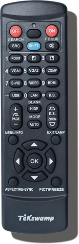 Vista 2 de TeKswamp Control remoto para proyector de video (negro) para Promethean PRM-30