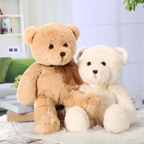 Vista 6 de HyDren Paquete de 2 animales de peluche de oso de 18 pulgadas con lazo para regalos de cumpleaños, decoración de baby shower, decoraciones de fiesta