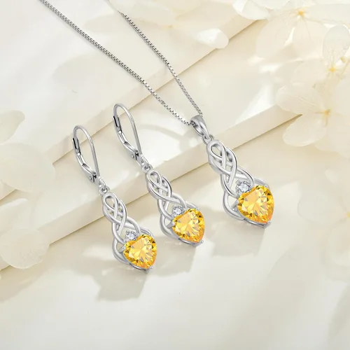 Vista 4 de FJ Collar de nudo celta para mujer, plata de ley, dije de nudo celta de buena suerte, Trinidad celta con piedras preciosas