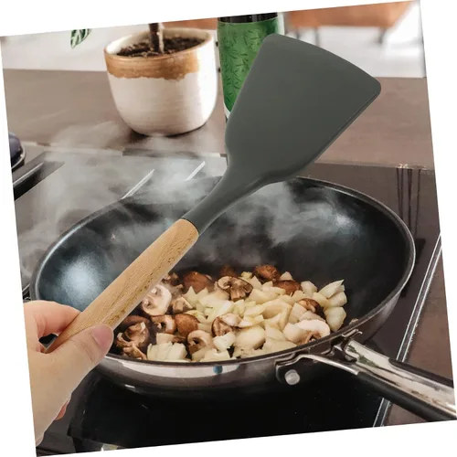Vista 2 de Espátula de silicona segura para placa de inducción, mango resistente multifunción antiadherente para cocinar wok
