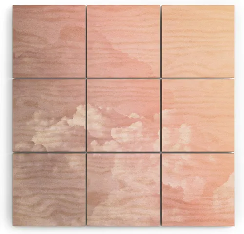 Vista 16 de Society6 Monika Strigel - Mural de pared de madera de sirena de verano de mediados de siglo, 4 x 4 pies, multicolor