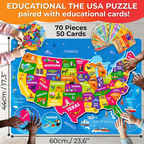 Vista 2 de Rompecabezas de Estados Unidos para niños de 8 a 10 años - Rompecabezas 01. USA 70