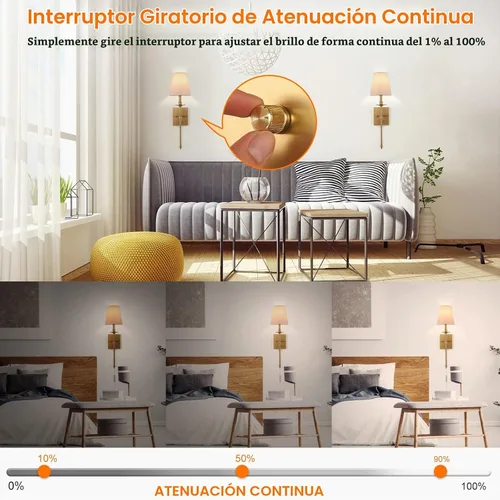 Vista 3 de Juego de dos apliques de pared regulables, apliques de pared enchufables con pantalla de tela blanca, lámpara de pared para dormitorio, sala