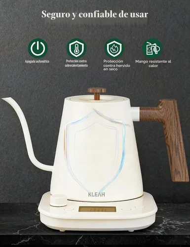 Vista 5 de KLEAH Hervidor eléctrico de cuello de cisne con control de temperatura – Hervidor de té y café de apagado automático de 0.8L, caldera de agua