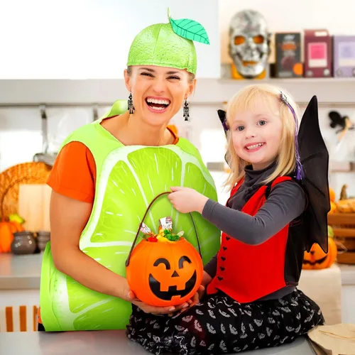 Vista 5 de Disfraz de zanahoria para adultos, disfraz de cosplay de zanahoria, limón, frutas divertidas y vegetales, disfraz para cumpleaños y vacaciones