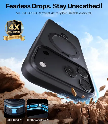 Vista 4 de TORRAS Funda magnética para 18 Pro, protección militar contra caídas 4X Negro
