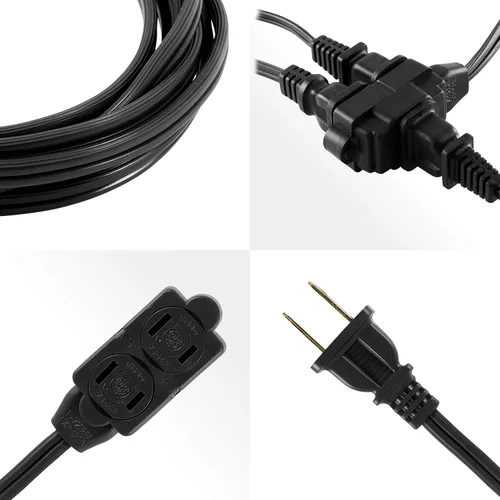 Vista 5 de GE - Cable de extensión, tira de alimentación, punta, calibre, tapas de toma de corriente de seguridad de giro a cierre, clasificación