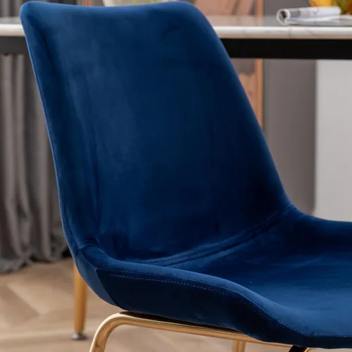 Vista 7 de R. Everett - Silla de comedor moderna de terciopelo con patas chapadas en oro duraderas, juego de 2, color azul