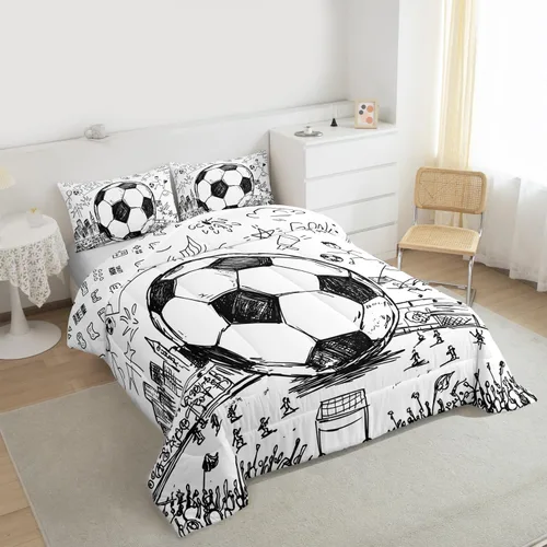 Vista 179 de Juego de ropa de cama de baloncesto para niños y adolescentes, juego de edredón deportivo para niños, tamaño matrimonial, suave, ligero, decoración