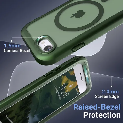 Vista 7 de Magnetic for iPhone SE 3rd&2nd Case with Screen Protector-Army Green