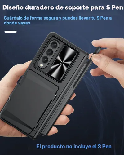 Vista 3 de Viaotaily Funda para Galaxy Z Fold 4 con Soporte para S Pen y Tarjetero y Protección de Bisagra, Protector de Pantalla Integrado y Cubierta