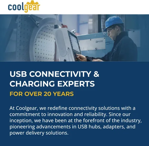 Vista 9 de Coolgear Concentrador USB 3.2 Gen 1 – Hub USB de 4 puertos con transferencia de datos de 5 Gbps, carcasa de metal montable, adaptador de corriente