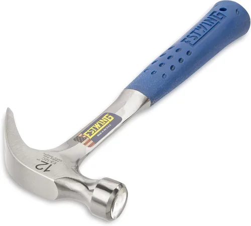 Vista 8 de ESTWING Martillo - Garra curvada de 16 oz con cara lisa y agarre de reducción de golpes - E3-16C, plateado