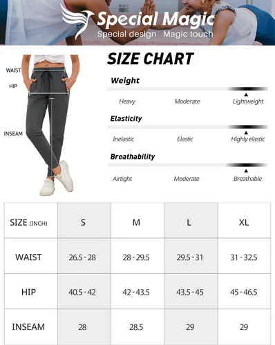 Vista 6 de SPECIALMAGIC Women's Lightweight Athletic Joggers with Zipper Pockets Summer Track Pants Quick Dry for Running Yoga Workout
