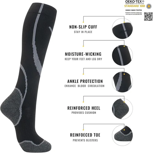 Vista 3 de hello momoya Calcetines de compresión para mujeres y hombres, calcetines de apoyo hasta la rodilla, enfermeras, embarazo, correr, volar, deportes