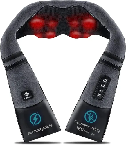 Vista 9 de Etekcity Masajeador de cuello inalámbrico FSA para aliviar el dolor de Negro profundo
