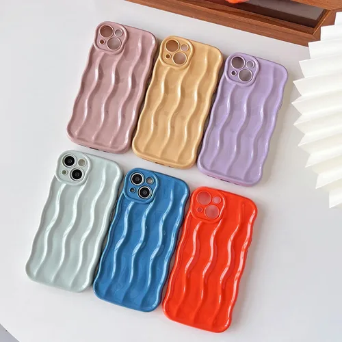 Vista 7 de Caseative Funda para iPhone 11, diseño de ondas rizadas, suave, compatible con iPhone (azul, iPhone 11)