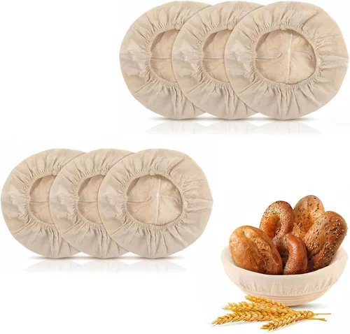 Vista 8 de Banneton - Cesta de prueba de pan, juego de 2 cestas (redondas de 9 pulgadas) – Banneton de ratán natural con 4 forros de lino – Cesta de pan