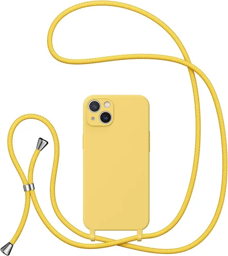 Vista 31 de UEEBAI Funda de teléfono con cordón cruzado para iPhone 14 de 6.1 pulgadas, funda de silicona con correa ajustable para collar, correa suave