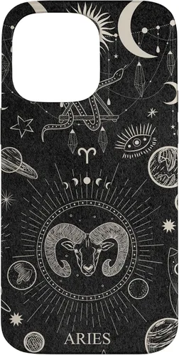 Vista 21 de Carcasa para iPhone 17 con signo del zodiaco astrológico y estético celestial de Aries