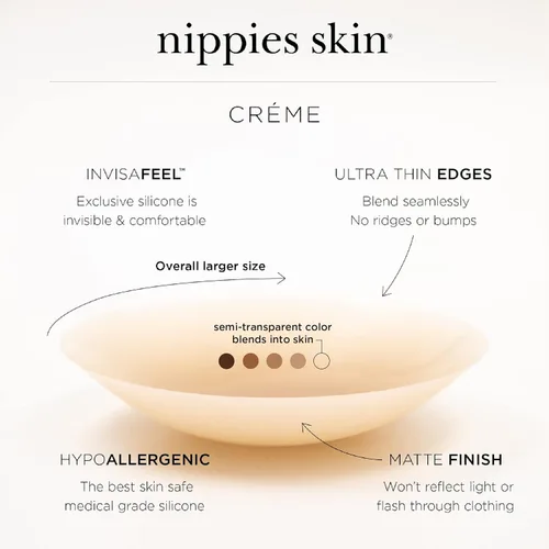 Vista 4 de NIPPIES Fundas de pezón con forro de brasier no adhesivo para mujer, insertos reutilizables de silicona no se muestran con caja de viaje