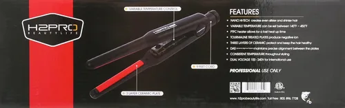 Vista 3 de H2Pro Vivace Professional - Plancha plana de cerámica de temperatura variable, 4/10 pulgadas, 2 libras