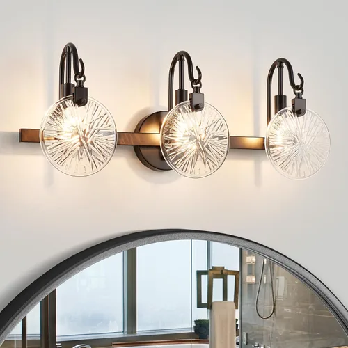 Vista 10 de WUZUPS Lámpara de Baño de 3 Luces sobre Espejo, Apliques de Pared de Tocador Modernos, Luz de Gota de Cristal Transparente para Dormitorio, Sala