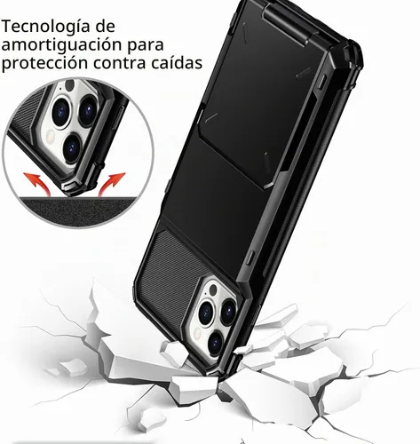 Vista 4 de Vofolen Funda tipo cartera para iPhone 13 Pro Max con soporte para 4 Negro