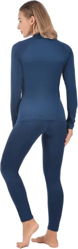 Vista 2 de Qualidyne - Conjunto de ropa interior térmica para mujer con capa base ultrasuave y pantalones largos para deportes de invierno