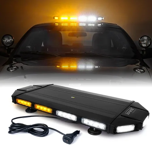 Vista 8 de Xprite - Barra de luz estroboscópica LED de 18" ámbar para techo, luces estroboscópicas de montaje magnético para camiones, baliza de advertencia