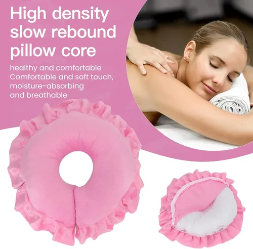 Vista 3 de Dioche Cojín de soporte para el cuello en forma de U suave para sala de spa, mesa de masaje, cama, almohada para la cara, cojín de cuello