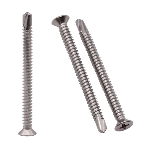 Vista 9 de Tornillos de chapa de cabeza plana Phillips #6 x 1, tornillos autoperforantes de acero inoxidable 410 para metal, cabeza avellanada, Phillips Drive