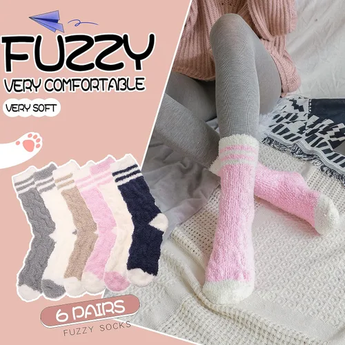 Vista 2 de EBMORE Womens Fuzzy Socks Slipper Fluffy Cozy Comfy Cabin Plush Warm Winter Sleep Home Soft Socks
