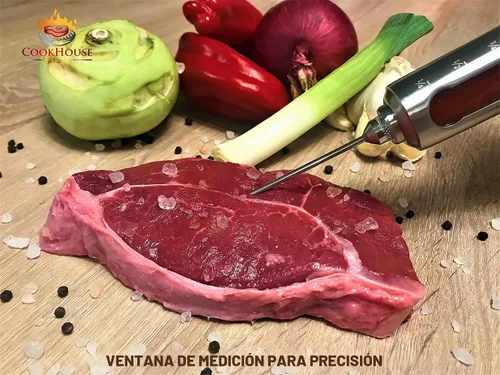 Vista 4 de Inyectores de carne para fumar - Kit de inyector de adobo de acero inoxidable con estuche y ventana para barbacoa, asar a la parrilla, 3 agujas