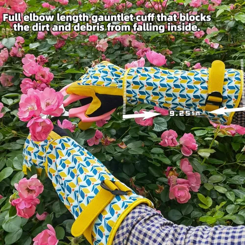 Vista 7 de Guantes Largos de Jardinería, Resistentes a Espinas y Pinchazos, Guantes Protectores para Rosas y Cactus para Jardinero, Regalos