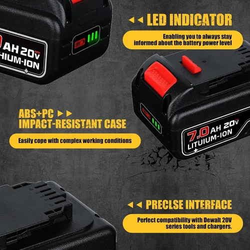 Vista 3 de VANON 7.0Ah 20V Reemplazo para batería Dewalt 20V Max de iones de litio compatible con Dewalt Bateria DCB200 DCB204 DCB206 DCB201 DCB203 DCB181