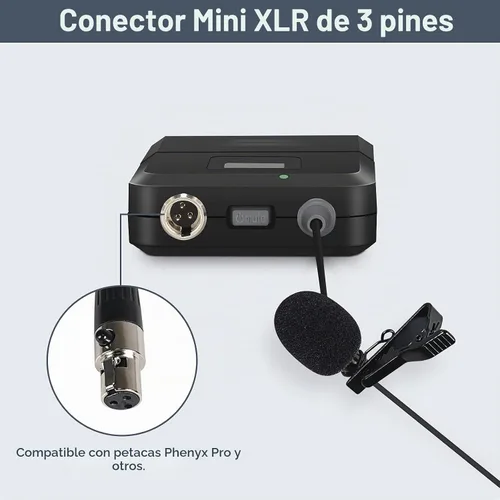 Vista 4 de Phenyx Pro PTU-5000 Micrófono inalámbrico de solapa con mini conector XLR, cartucho de condensador unidireccional, ideal para escenario, iglesia