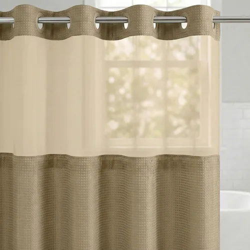 Vista 17 de Americanflat 71x74 Cortina de Ducha Sólida Negra - Cortina de Ducha Larga Resistente al Agua con Ojales de Metal Duraderos y 12 Ganchos - 100%