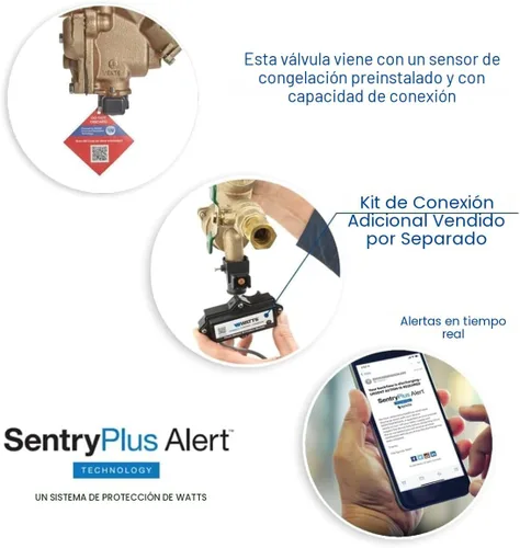 Vista 8 de Febco Serie 765 1" Válvula de Vacío y Presión de Bronce con Prevención de Retorno, Cierre de Cuarto de Vuelta, Conexiones de Unión, Sensor
