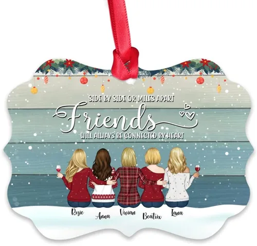 Vista 28 de Gossby Adorno personalizado para mejor amiga, regalo de Navidad personalizado con diseño, nombre, regalo de Navidad para mujeres, hermana del alma