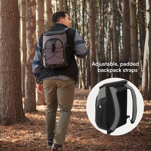 Vista 3 de Titan by Arctic Zone Backpack Cooler, Insulated Soft Sided Bag with Leak Proof Lining and Padded Straps, for Lunch, Picnic, and Travel, 24 Can Gris
