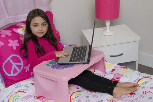 Vista 10 de Peppa Pig Escritorio de regazo para niños con almacenamiento, tapa plegable y diseño plegable, portátil para viajes o uso en la cama en casa, ideal